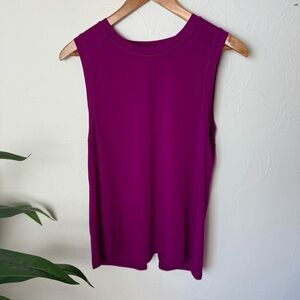 Fabletics Sleeveless Active Tank – Magenta Purple Open Back Workout Top (Small)